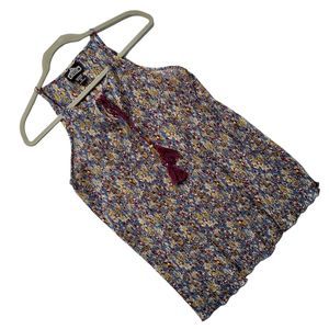 Angie Blouse‎ Top Blue Floral Beaded Womens M